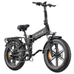 Bicicletă electrică pliabilă ENGWE ENGINE Pro 2.0, anvelope groase de 20*4.0 inch, cuplu de 75Nm, baterie de 52V 16Ah, viteză maximă de 25 km/h, autonomie de 100 km, Shimano 8 viteze, frâne pe disc hidraulice, suspensie completă - Negru